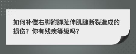 如何补偿右脚跗脚趾伸肌腱断裂造成的损伤？你有残疾等级吗？