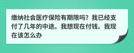 缴纳社会医疗保险有期限吗？我已经支付了几年的中途。我想现在付钱。我现在该怎么办