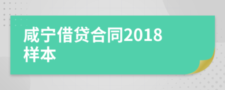 咸宁借贷合同2018样本