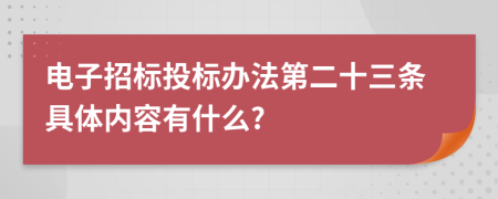 电子招标投标办法第二十三条具体内容有什么?