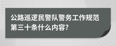 公路巡逻民警队警务工作规范第三十条什么内容?