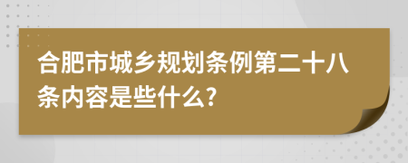 合肥市城乡规划条例第二十八条内容是些什么?