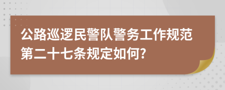 公路巡逻民警队警务工作规范第二十七条规定如何?