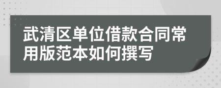 武清区单位借款合同常用版范本如何撰写