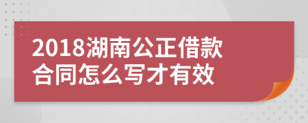 2018湖南公正借款合同怎么写才有效