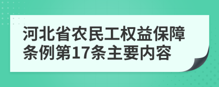 河北省农民工权益保障条例第17条主要内容