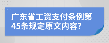 广东省工资支付条例第45条规定原文内容?