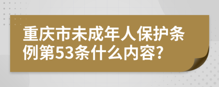 重庆市未成年人保护条例第53条什么内容?