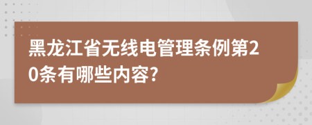 黑龙江省无线电管理条例第20条有哪些内容?