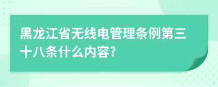 黑龙江省无线电管理条例第三十八条什么内容?