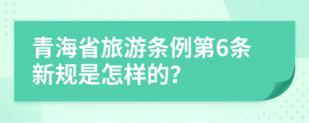 青海省旅游条例第6条新规是怎样的？