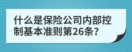 什么是保险公司内部控制基本准则第26条？