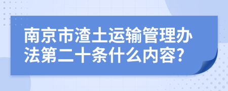 南京市渣土运输管理办法第二十条什么内容?