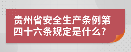 贵州省安全生产条例第四十六条规定是什么?