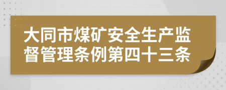 大同市煤矿安全生产监督管理条例第四十三条