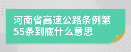 河南省高速公路条例第55条到底什么意思