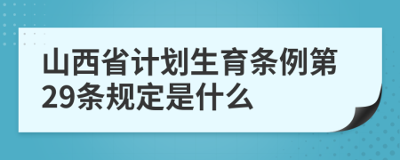 山西省计划生育条例第29条规定是什么