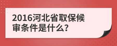 2016河北省取保候审条件是什么？