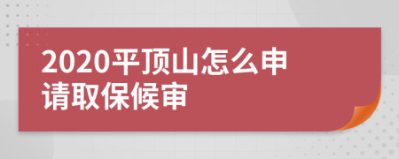 2020平顶山怎么申请取保候审