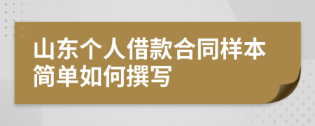 山东个人借款合同样本简单如何撰写
