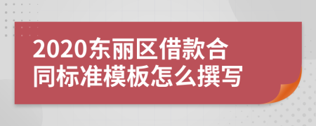 2020东丽区借款合同标准模板怎么撰写