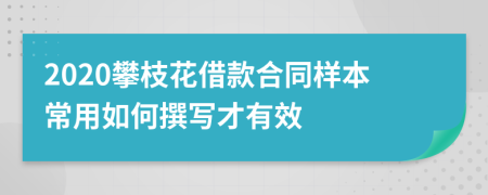 2020攀枝花借款合同样本常用如何撰写才有效