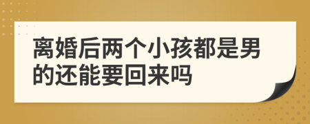 离婚后两个小孩都是男的还能要回来吗