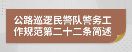 公路巡逻民警队警务工作规范第二十二条简述