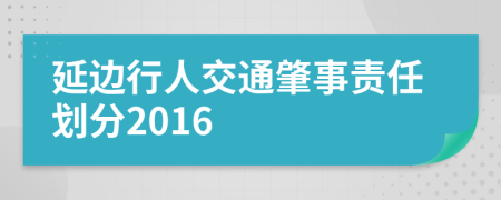 延边行人交通肇事责任划分2016