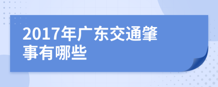 2017年广东交通肇事有哪些