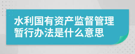 水利国有资产监督管理暂行办法是什么意思