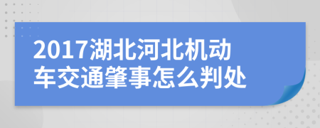 2017湖北河北机动车交通肇事怎么判处