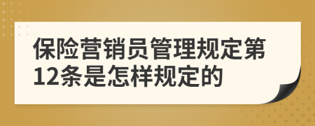 保险营销员管理规定第12条是怎样规定的