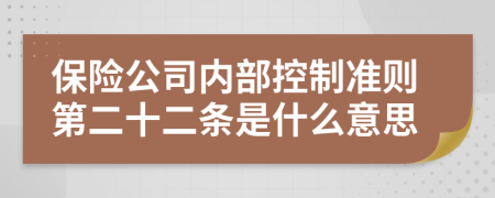 保险公司内部控制准则第二十二条是什么意思