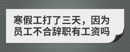 寒假工打了三天，因为员工不合辞职有工资吗