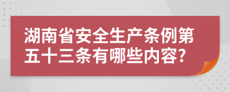 湖南省安全生产条例第五十三条有哪些内容?