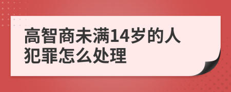 高智商未满14岁的人犯罪怎么处理