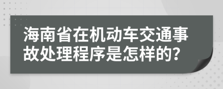 海南省在机动车交通事故处理程序是怎样的？