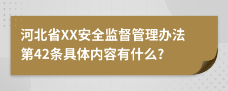 河北省XX安全监督管理办法第42条具体内容有什么?