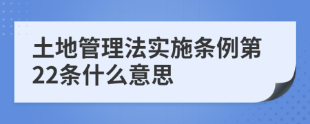 土地管理法实施条例第22条什么意思