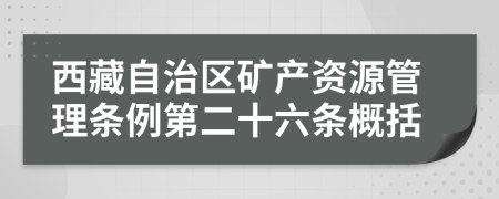 西藏自治区矿产资源管理条例第二十六条概括