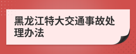 黑龙江特大交通事故处理办法