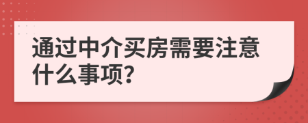 通过中介买房需要注意什么事项？