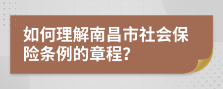 如何理解南昌市社会保险条例的章程？