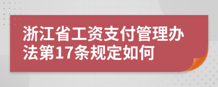 浙江省工资支付管理办法第17条规定如何