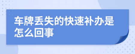 车牌丢失的快速补办是怎么回事