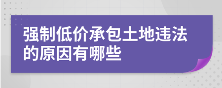 强制低价承包土地违法的原因有哪些