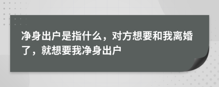 净身出户是指什么，对方想要和我离婚了，就想要我净身出户