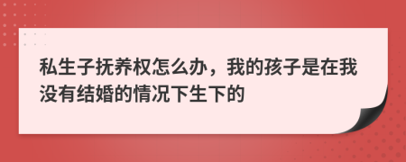 私生子抚养权怎么办，我的孩子是在我没有结婚的情况下生下的