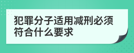 犯罪分子适用减刑必须符合什么要求